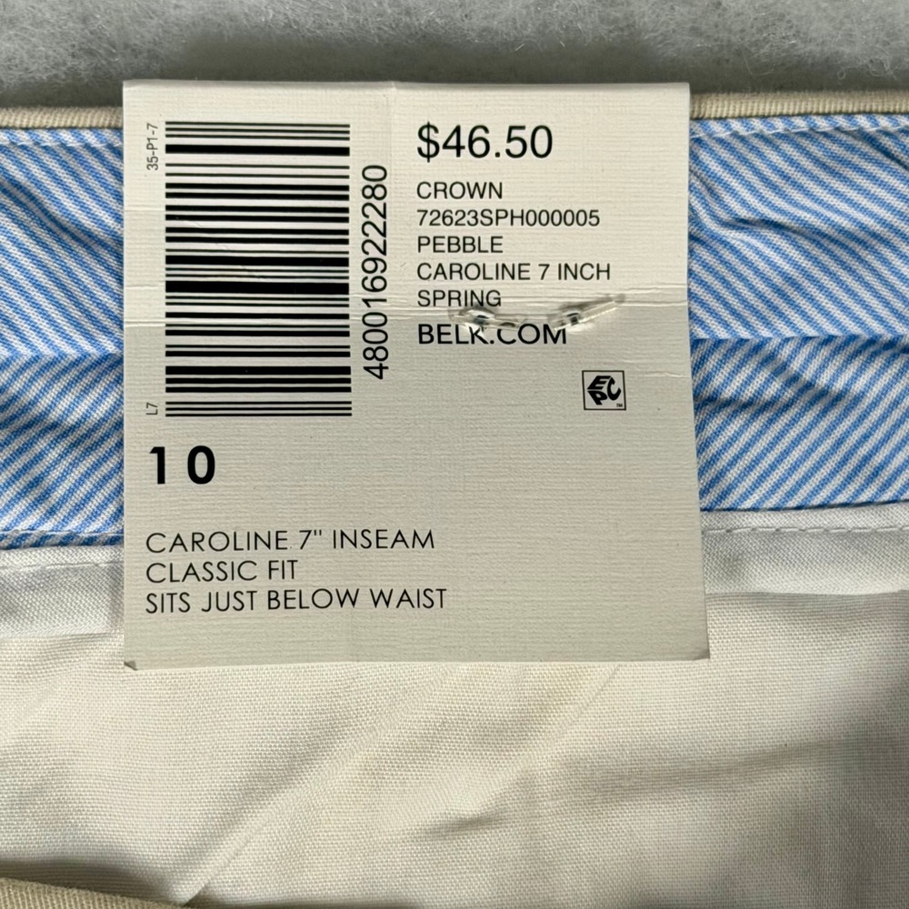 Crown & Ivy Caroline Shorts Womens 10 Pebble Beige 7 Inch Inseam Classic Fit NWT - Picture 6 of 7